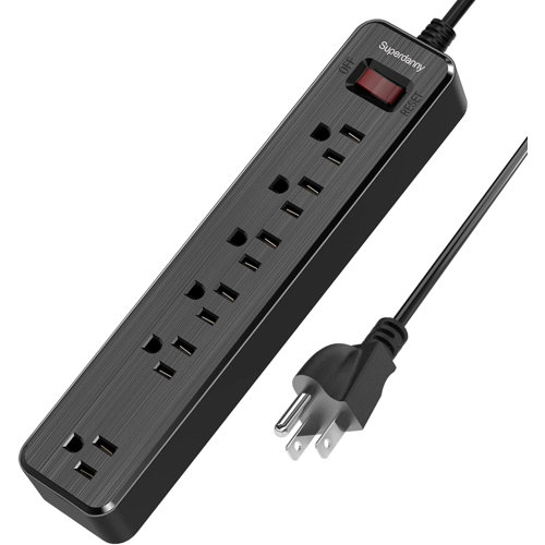 SUPERDANNY 6Outlet Surge Protector Power Strip 900 Joules Overload